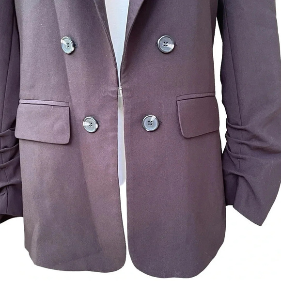 1. State Black Ruched Sleeve Double Breasted Blazer Size Medium - Picture 5 of 14